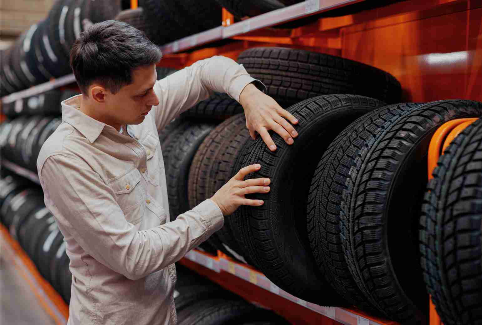 Customer choosing tires